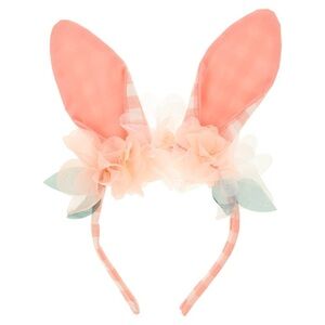 Meri Meri Pink Bunny Ear Headband with Floral Accents - Easter